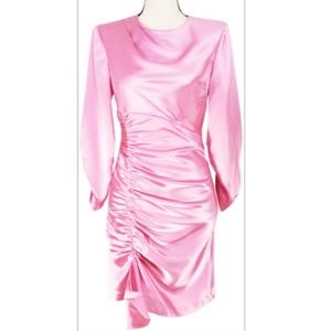 NWT Cinq à Sept Natalia Ruched Satin Sheath Dress